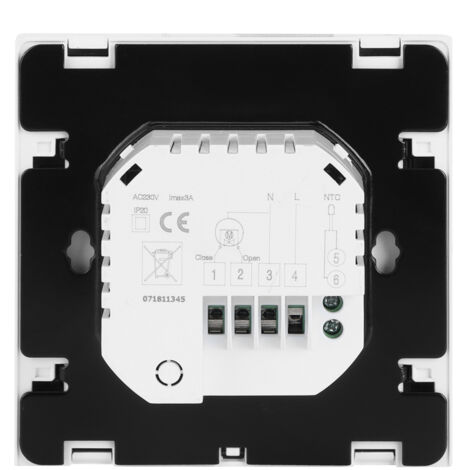 Elektrischer Bodenthermostat mit Temperaturregler, LCD-Display, NTC-Technologie, gehärtetes Glas, PC+ABS, AC 200–240 V, 5–35 °C ±0,5 °C
