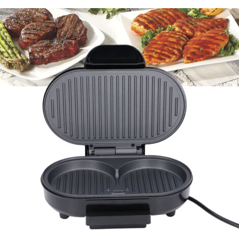 Elektrischer Burgergrill – 750 W, kompakt, antihaftbeschichtet, multifunktional, 1300 g – für Steaks, Paninis und getoastete Sandwiches mit 2 abnehmbaren Platten