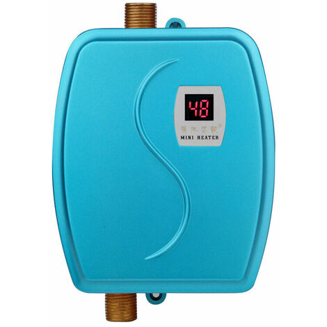Elektrischer Durchlauferhitzer, 220 V 3000 W Mini-Durchlauferhitzer mit integriertem Temperatursensor Touch-Taste für die Badezimmerdusche (EU)(Blau)