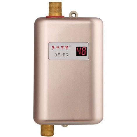 FDC Elektrischer Durchlauferhitzer 220V-240V / 50-60Hz 3800 W, geeignet zur Umwandlung von kaltem Wasser in warmes Wasser in Küche und Bad, einstellbare Durchflusstemperatur (Gold)