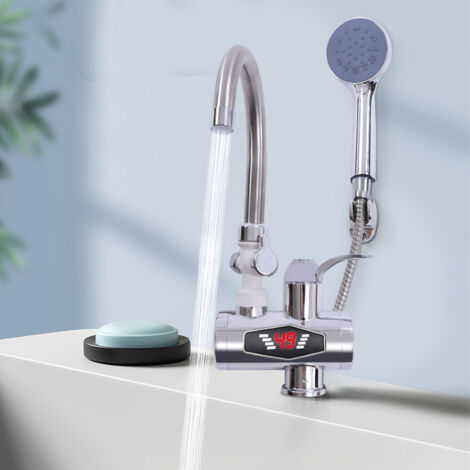 Elektrischer Durchlauferhitzer Wasserhahn mit Dusche Warmwasser für Bad & Küche