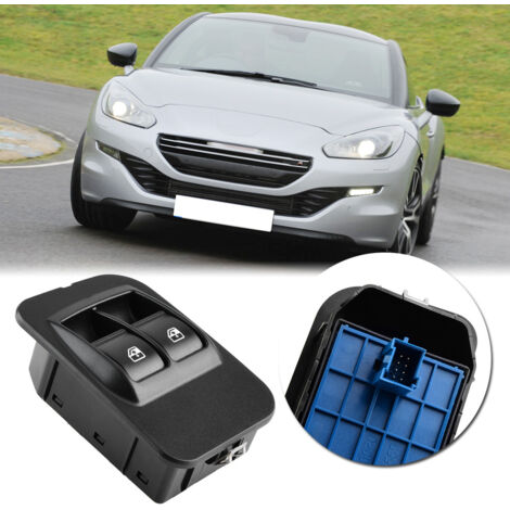 Elektrischer Fensterheberschalter mit Rahmen für Peugeot - Modell 735461275 - Kompatibel mit Citroen/Fiat (Schwarzes Set)