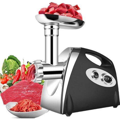 Elektrischer Fleischwolf Wurstfüller Multi Küchenmaschine Meat Grinder mit 3 Mahlplatten und Wurstfüllrohren  Metallgetriebe, Überhitzungsschutz, leiser Betrieb
