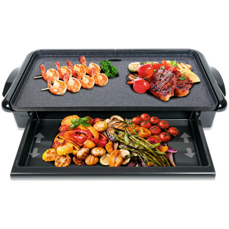 Elektrischer Grillplatte 46x26 cm 2000W mit antihaftbeschichteter Oberfläche