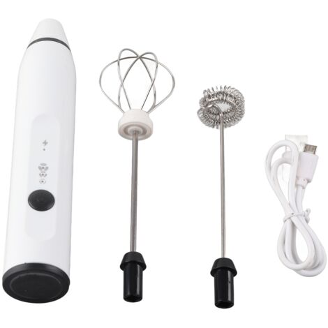 Elektrischer Handschneebesen für Eier und Milch, USB-aufladbarer Aufschäumer, weißes Küchenaccessoire