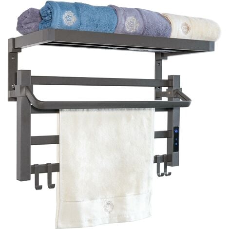 PURLINE Elektrischer Handtuchhalter mit Ablage Anthrazitgrau 55W