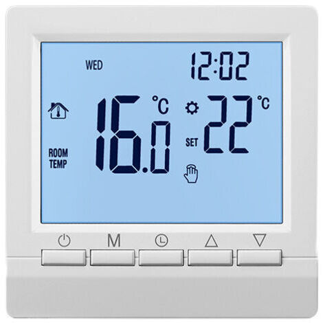 Elektrischer Heizungsthermostat, manueller Knopf 16A, Negativanzeige, weiße Zeichen auf schwarzem Hintergrund, kein WLAN - Negativanzeige weiße Zeichen auf schwarzem Hintergrund kein WLAN