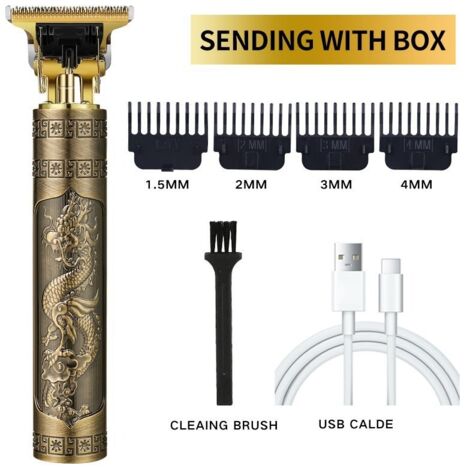 Elektrischer Herrenrasierer, professioneller Bart- und Haartrimmer, kabelloses Stylinggerät, Retro-Gold-Drachen-T-Klinge, Rasierer im Salon-Stil
