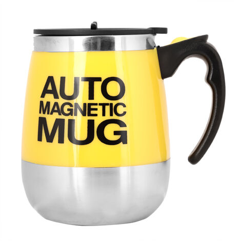 Elektrischer Kaffeebecher mit automatischem Rührwerk und Magnet, Tee-Mixbecher (Gelb)