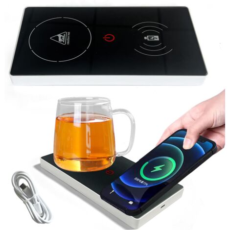 Elektrischer Kaffeewärmer Tassenwärmer kaffetasse warmhaltend,Smart 2‑in‑1 Getränkewärmer,USB 55℃ Pad-Kaffeewärmer mit konstanter Temperatur,Heated Coaster für Büro Hausgebrauch Kaffee (Weiß)