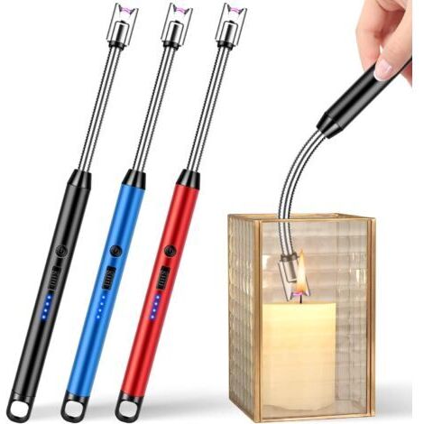 Elektrischer Kerzenanzünder - für Kerzen, Grills, Campingkocher - 3 Stück (schwarz, blau, rot)