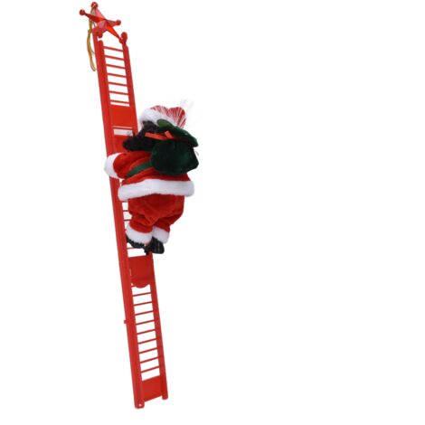 Elektrischer Kletter-Weihnachtsmann – Schwarz – Weihnachtsbaumschmuck mit Leiter