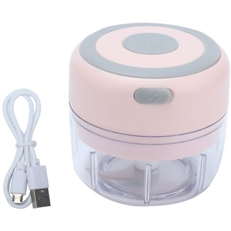 Elektrischer Knoblauchzerkleinerer (100 ml), USB-aufladbar, Pink, für die Küche – Tragbarer Fleischwolf