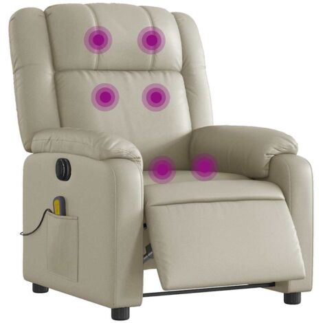 Elektrischer Liege-Massagesessel Creme Kunstleder