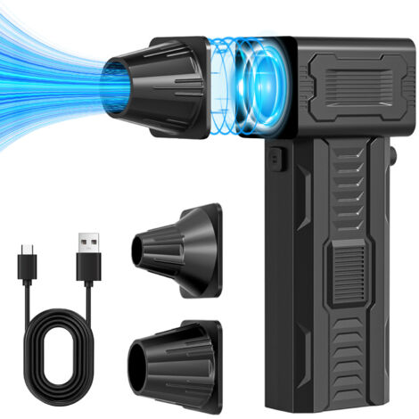 Elektrischer Luftbläser (220 W, 140.000 U/min), stufenlos, leistungsstarker Turboreiniger mit 2 magnetischen Düsen für die Reinigung von Auto, Computer und Klimaanlage.