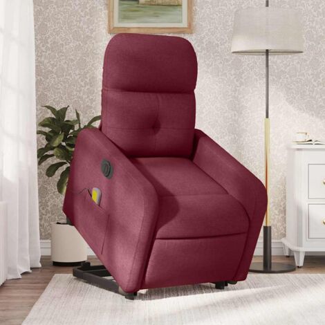 Elektrischer Massage Relaxsessel Bordeauxrot Stoff