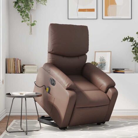Elektrischer Massage-Sessel Braun Kunstleder
