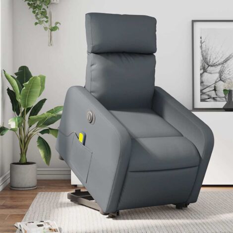 Elektrischer Massage-Sessel grau Kunstleder