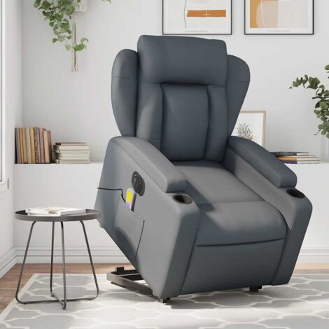 Elektrischer Massage-Sessel in Grau aus Kunstleder