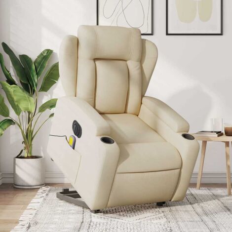 Elektrischer Massagesessel Creme Stoff