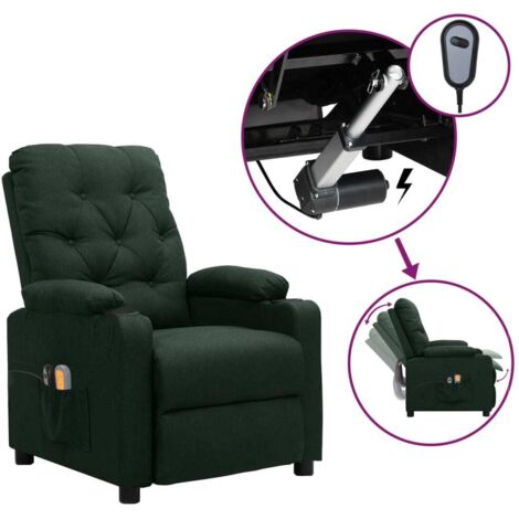 Elektrischer Massagesessel Dunkelgrün Stoff