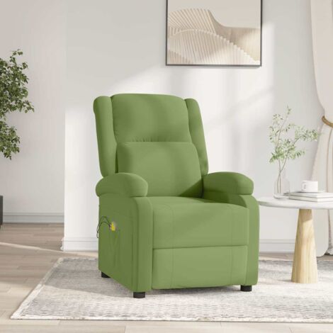 Elektrischer Massagesessel Hellgrün Samt