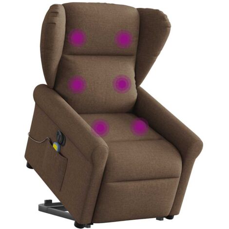 Elektrischer Massagesessel mit Aufstehhilfe Braun Stoff vidaXL