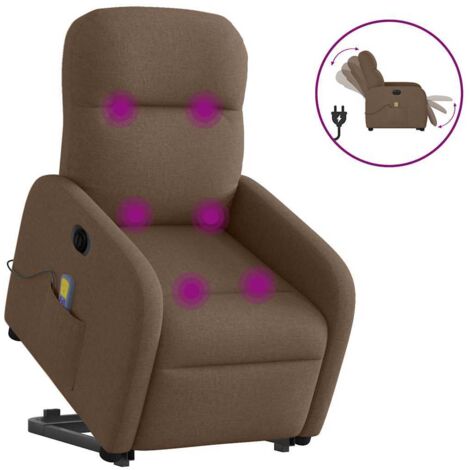 Elektrischer Massagesessel mit Aufstehhilfe Braun Stoff vidaXL