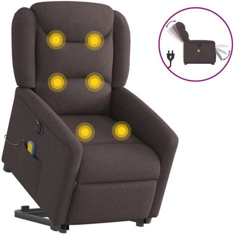 Elektrischer Massagesessel mit Aufstehhilfe Dunkelbraun Stoff vidaXL