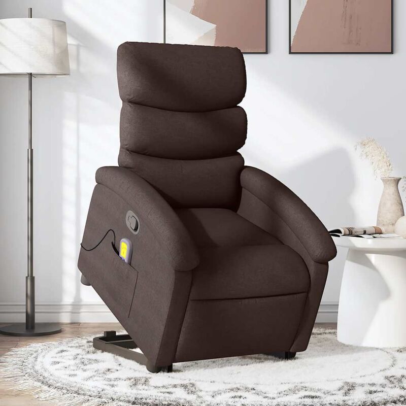 Massagesessel Mit Aufstehhilfe Dunkelbraun Stoff Vidaxl
