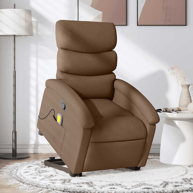 Massagesessel Mit Aufstehhilfe Braun Stoff Vidaxl