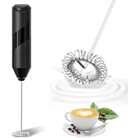 Elektrischer Milch- und Kaffeemixer, 14.000 U/min, Mini-Aufschäumer mit lebensmittelechtem Edelstahlkopf