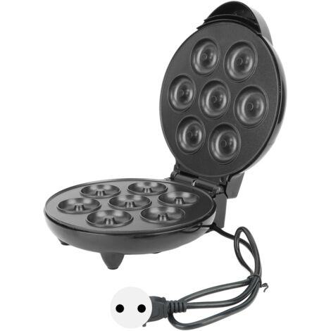 Elektrischer Mini-Donut-Maker, doppelseitig antihaftbeschichtet, für 7 Donuts, tragbar, 220-V-EU-Stecker, schwarz