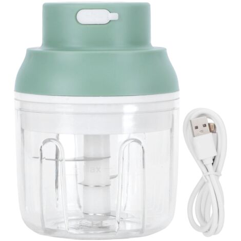 Elektrischer Mini-Gemüseschneider 250 ml, Knoblauchmühle mit Stößel, grünes Küchenaccessoire