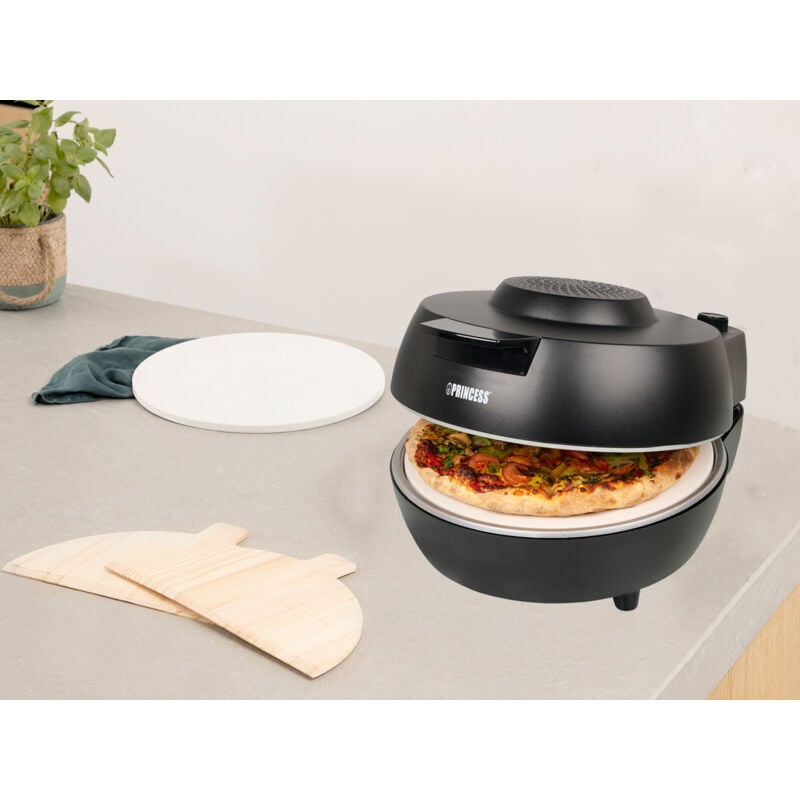 Princess - Elektrischer Pizzaofen mit Keramikstein Ø30cm bis 400 °c - für Zuhause 1200Watt