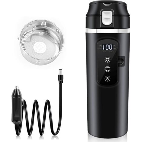 Elektrischer Reisewasserkocher 500 ml für Autos, 12 V/24 V, Innenauskleidung aus Edelstahl 304, geeignet für Pkw und Lkw.