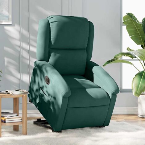 Elektrischer Relaxsessel dunkelgrün Samt