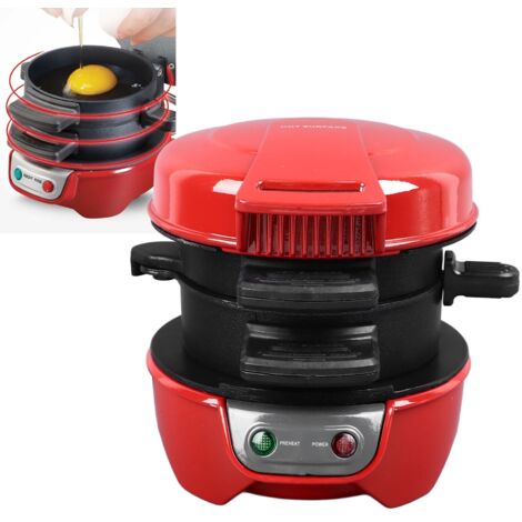 Elektrischer Sandwich-Toaster (600 W) mit Eierkorb, antihaftbeschichtetes Aluminium, leicht zu reinigen für schnelles Garen, 220-V-EU-Stecker