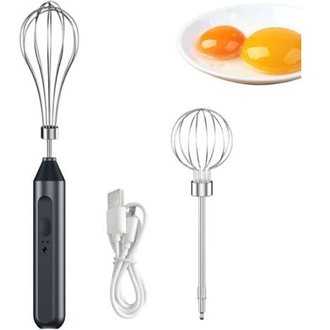 Elektrischer Schneebesen mit zwei Rührbesen, Küchenmaschine, 3-stufiger Schneebesen, vertikaler kabelloser Handmixer mit Eiertrenner zum Backen von Eiercreme und Kuchen (schwarz)