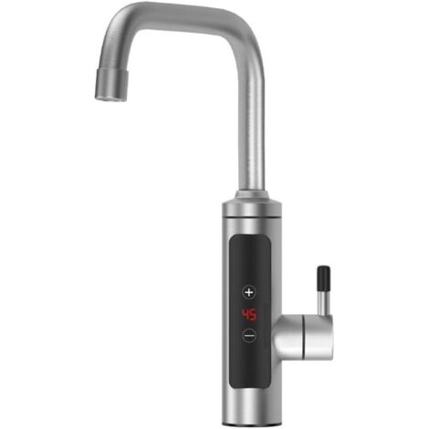 Elektrischer Sofort-Heißwasserhahn aus Edelstahl mit LED-Temperaturanzeige – 360° drehbarer intelligenter Wassererhitzer – Mischbatterie für Warm- und Kaltwasser für Küche und Haushalt