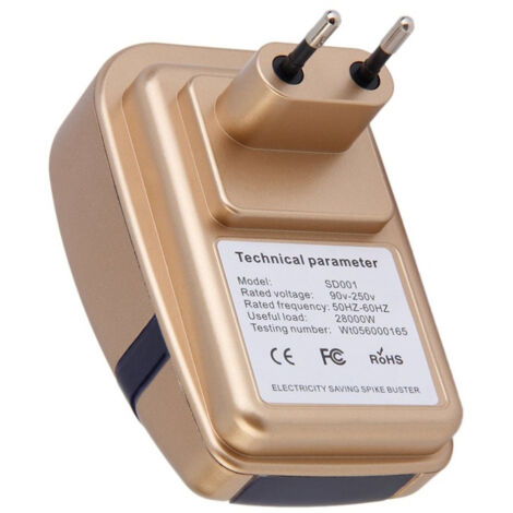 Elektrischer Spannungsstabilisator [Markenname] mit EU-Stecker – flammhemmendes ABS, 28 kW Belastbarkeit, Abmessungen 10,3 x 8,5 cm, Gold, 1 Stück