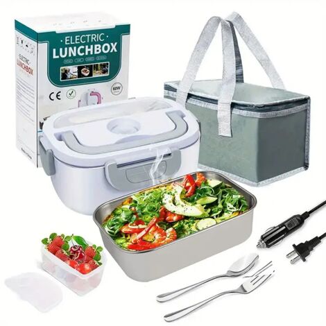 Elektrischer Speisenwärmer für Auto und Homeoffice. Elektrische Lunchbox aus Edelstahl für unterwegs. 1,5-Liter-Speisenwärmer. Warmhaltebehälter mit Topf und