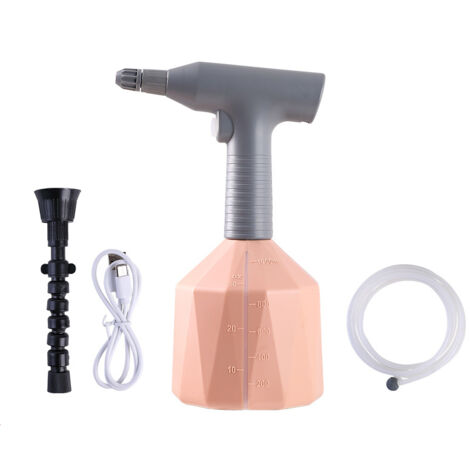 Elektrischer Sprüher mit Düse, tragbare Gießkanne für Rasen und Garten (Pink 1L)