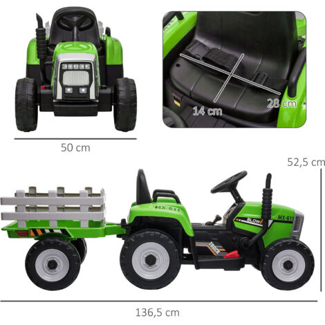 Elektrischer Traktor für Kinder mit Fernbedienung, Geschwindigkeit 6 km/h, grün und schwarz
