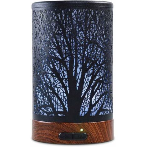 Elektrischer Ultraschall-Diffusor für ätherische Öle (100 ml) in Eisenoptik, leiser Luftbefeuchter, Timer und automatische Abschaltung bei niedrigem Wasserstand, 7 wechselnde Farben für Home Spa, Yoga