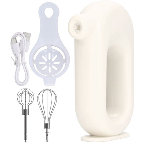 Elektrischer USB-Handmixer, 4 Leistungsstufen, tragbarer Schneebesen und Milchaufschäumer für die Küche, Weiß