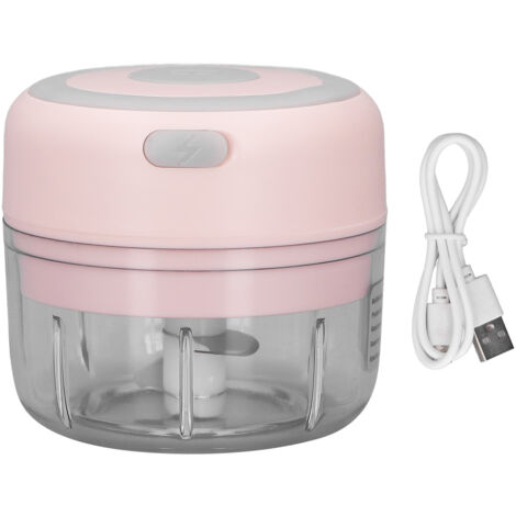Elektrischer USB-Knoblauchschneider mit Edelstahlklinge, 100 ml Fassungsvermögen – Rosa
