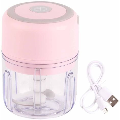 Elektrischer USB-Knoblauchzerkleinerer mit Edelstahlklinge, 250 ml, leistungsstark, pink – praktischer Knoblauchzerkleinerer