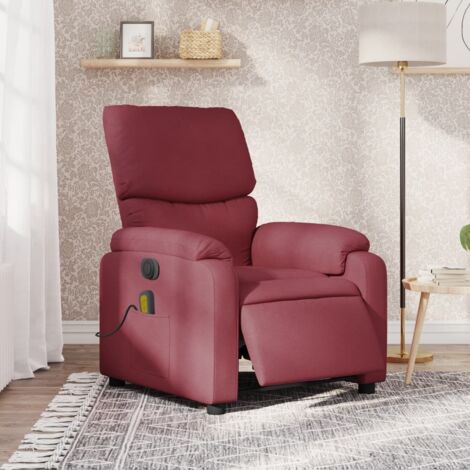 Elektrischer verstellbarer Massagesessel Bordeaux Rot Stoff