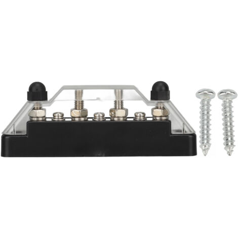 Elektrischer Verteilerblock mit Sammelschiene und 2 Batterieanschlussschrauben, kompatibel mit Autos, Booten und Schiffsanwendungen.